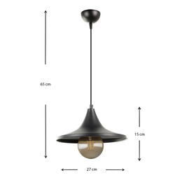 Φωτιστικό Οροφής Silia Megapap e27 Μεταλλικό Μονόφωτο Χρώμα Μαύρο 27x27x65εκ.