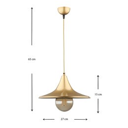Φωτιστικό Οροφής Silia Megapap e27 Μεταλλικό Μονόφωτο Χρώμα Χρυσό 27x27x65εκ.