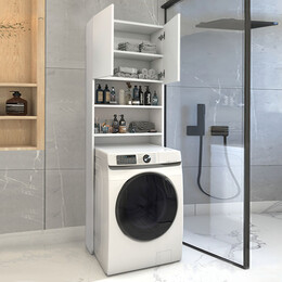 Έπιπλο Πλυντηρίου Ramsey Megapap από Μελαμίνη Χρώμα Λευκό 65x27x190,6εκ.