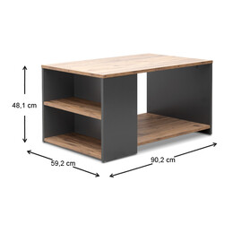 Τραπεζάκι Σαλονιού Sylvia Megapap από Μελαμίνη Χρώμα Pine oak - Ανθρακί 90,2x59,2x48,1εκ.