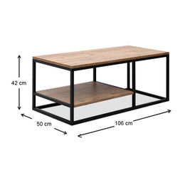 Τραπεζάκι Σαλονιού Kane Megapap Μεταλλικό - Μελαμίνης Χρώμα Pine oak 106x50x42εκ.
