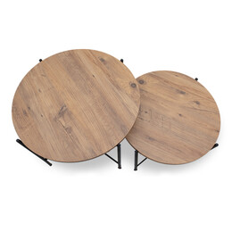 Σετ Τραπεζάκια Σαλονιού Zayden Megapap 2 τμχ Μεταλλικό - Μελαμίνης Χρώμα Pine oak 65x65x52εκ.
