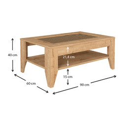 Τραπεζάκι Σαλονιού Madura Megapap από Μελαμίνη Χρώμα Sapphire oak 90x60x40εκ.