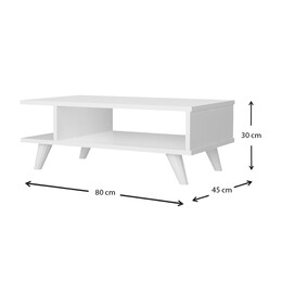 Τραπεζάκι Σαλονιού Titus Megapap από Μελαμίνη Χρώμα Λευκό 80x45x30εκ.