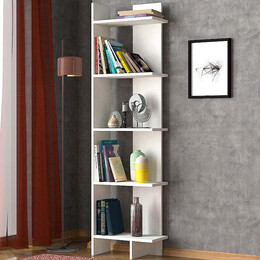 Βιβλιοθήκη Μελαμίνης Perla Megapap Χρώμα Λευκό 48x22x170εκ.