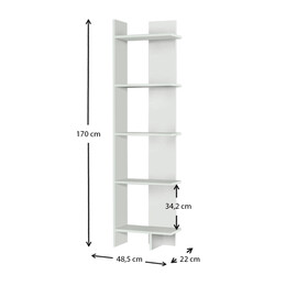 Βιβλιοθήκη Μελαμίνης Perla Megapap Χρώμα Λευκό 48x22x170εκ.