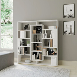 Βιβλιοθήκη Μελαμίνης Ample Megapap Χρώμα Λευκό 125x22x135,7εκ.