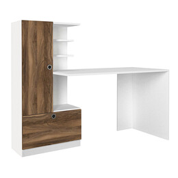 Γραφείο Εργασίας Domingo Megapap από Μελαμίνη Χρώμα Λευκό - Καρυδί 149,5x60x120εκ.