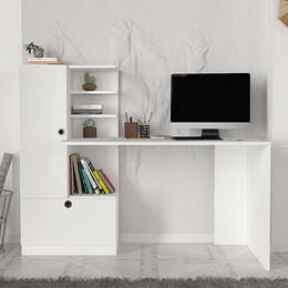 Γραφείο Εργασίας Domingo Megapap από Μελαμίνη Χρώμα Λευκό 149,5x60x120εκ.