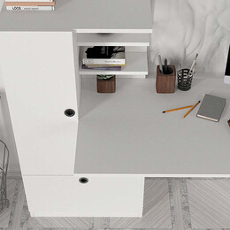 Γραφείο Εργασίας Domingo Megapap από Μελαμίνη Χρώμα Λευκό 149,5x60x120εκ.