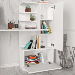 Γραφείο Εργασίας Merino Megapap από Μελαμίνη Χρώμα Λευκό 149,5x61,8x120εκ.