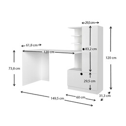 Γραφείο Εργασίας Merino Megapap από Μελαμίνη Χρώμα Λευκό 149,5x61,8x120εκ.
