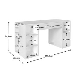 Γραφείο Εργασίας Pontus Megapap από Μελαμίνη Χρώμα Λευκό 145x60x74,4εκ.