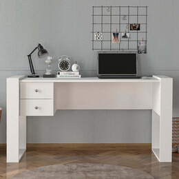 Γραφείο Εργασίας Fernando Megapap από Μελαμίνη Χρώμα Λευκό 158,4x60x72,2εκ.