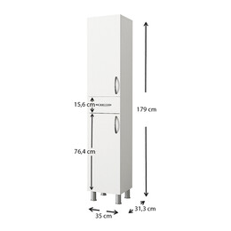 Ντουλάπι Κουζίνας - Μπάνιου Selina Megapap από Μελαμίνη Χρώμα Λευκό 35x31x179εκ.