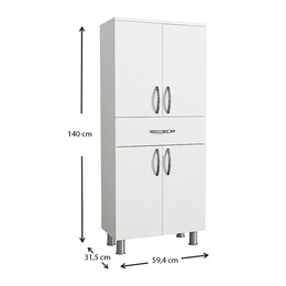 Ντουλάπι Κουζίνας - Μπάνιου Montana Megapap από Μελαμίνη Χρώμα Λευκό 59,4x31,5x140εκ.