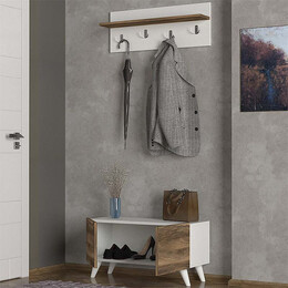 Έπιπλο Εισόδου Lores Megapap από Μελαμίνη Χρώμα Λευκό - Καρυδί 80x31,3x41,5εκ.