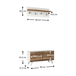 Έπιπλο Εισόδου Lores Megapap από Μελαμίνη Χρώμα Λευκό - Καρυδί 80x31,3x41,5εκ.