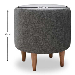 Σκαμπώ Liza Megapap Υφασμάτινο Χρώμα Γκρι 40x40x42εκ.