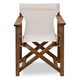 Πολυθρόνα Σκηνοθέτη Queen Megapap Ξύλινη Μασίφ Οξιά Χρώμα Καρυδί Εμποτισμού με Διάτρητο Εκρού Πανί 61x57x86εκ.