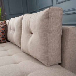 Γωνιακός Καναπές - Κρεβάτι Manama Megapap Αριστερή Γωνία Υφασμάτινος Χρώμα Κρεμ 280x206x85εκ.