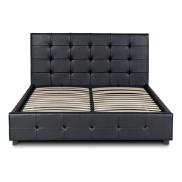 Κρεβάτι iro Megapap από Τεχνόδερμα με Αποθηκευτικό Χώρο Χρώμα Μαύρο 160x200εκ.