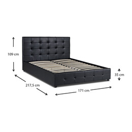 Κρεβάτι iro Megapap από Τεχνόδερμα με Αποθηκευτικό Χώρο Χρώμα Μαύρο 160x200εκ.