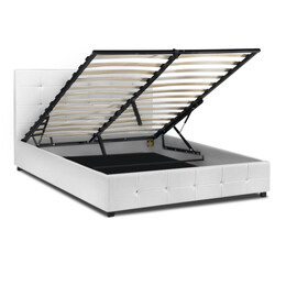 Κρεβάτι iro Megapap από Τεχνόδερμα με Αποθηκευτικό Χώρο Χρώμα Λευκό 160x200εκ.