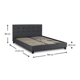 Κρεβάτι Sissy Megapap Υφασμάτινο Χρώμα Ανθρακί 160x200εκ.