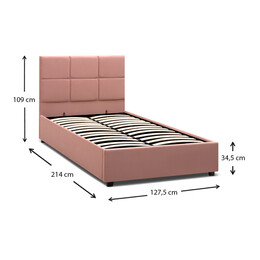 Κρεβάτι Kingston Megapap Βελούδινο με Αποθηκευτικό Χώρο Χρώμα Melon Pink 120x200εκ.