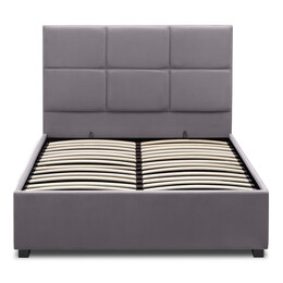 Κρεβάτι Kingston Megapap Βελούδινο με Αποθηκευτικό Χώρο Χρώμα Γκρι 120x200εκ.