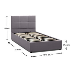 Κρεβάτι Kingston Megapap Βελούδινο με Αποθηκευτικό Χώρο Χρώμα Γκρι 120x200εκ.