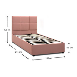 Κρεβάτι Kingston Megapap Βελούδινο με Αποθηκευτικό Χώρο Χρώμα Melon Pink 100x200εκ.