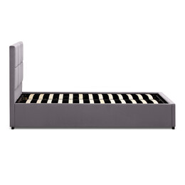 Κρεβάτι Kingston Megapap Βελούδινο με Αποθηκευτικό Χώρο Χρώμα Γκρι 100x200εκ.