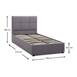 Κρεβάτι Kingston Megapap Βελούδινο με Αποθηκευτικό Χώρο Χρώμα Γκρι 100x200εκ.