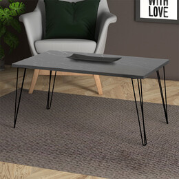 Τραπεζάκι Σαλονιού Fiona Megapap Μεταλλικό - Μελαμίνης Χρώμα Μαύρο εφέ Μαρμάρου 90x55x43εκ.