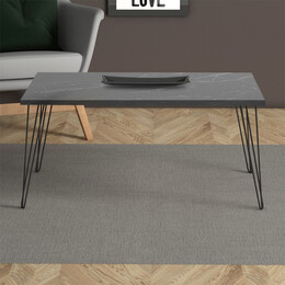 Τραπεζάκι Σαλονιού Fiona Megapap Μεταλλικό - Μελαμίνης Χρώμα Μαύρο εφέ Μαρμάρου 90x55x43εκ.