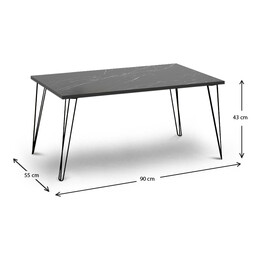 Τραπεζάκι Σαλονιού Fiona Megapap Μεταλλικό - Μελαμίνης Χρώμα Μαύρο εφέ Μαρμάρου 90x55x43εκ.