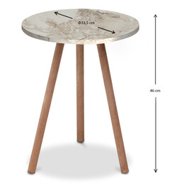 Βοηθητικό Τραπεζάκι Roma Megapap από Μελαμίνη Χρώμα Μπεζ εφέ Μαρμάρου 33,5x33,5x46εκ.