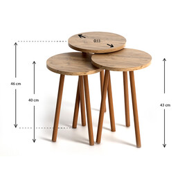 Βοηθητικά Τραπεζάκια Roma Megapap από Μελαμίνη Χρώμα Pine oak