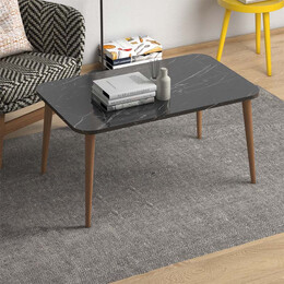 Τραπεζάκι Σαλονιού Soul Megapap από Μελαμίνη Χρώμα Μαύρο εφέ Μαρμάρου 90x55x41εκ.