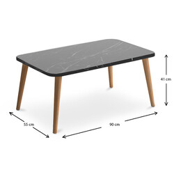 Τραπεζάκι Σαλονιού Soul Megapap από Μελαμίνη Χρώμα Μαύρο εφέ Μαρμάρου 90x55x41εκ.