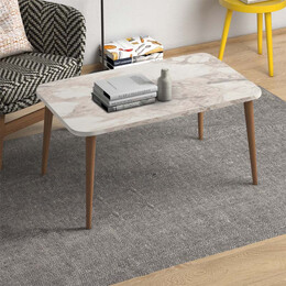 Τραπεζάκι Σαλονιού Soul Megapap από Μελαμίνη Χρώμα Μπεζ εφέ Μαρμάρου 90x55x41εκ.