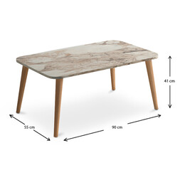 Τραπεζάκι Σαλονιού Soul Megapap από Μελαμίνη Χρώμα Μπεζ εφέ Μαρμάρου 90x55x41εκ.