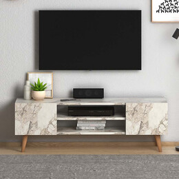 Έπιπλο Τηλεόρασης Etna Megapap Μελαμίνης Χρώμα Μπεζ εφέ Μαρμάρου 120x30x40εκ.