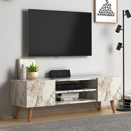 Έπιπλο Τηλεόρασης Etna Megapap Μελαμίνης Χρώμα Μπεζ εφέ Μαρμάρου 120x30x40εκ.