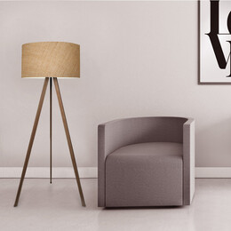 Φωτιστικό Δαπέδου Rosling Megapap Mdf/ύφασμα pvc Χρώμα Καρυδί/φυσικό 38x38x140εκ.