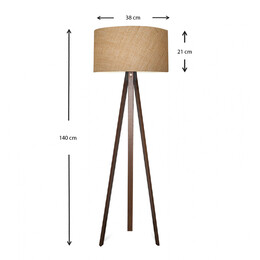 Φωτιστικό Δαπέδου Rosling Megapap Mdf/ύφασμα pvc Χρώμα Καρυδί/φυσικό 38x38x140εκ.