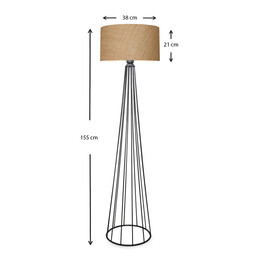 Φωτιστικό Δαπέδου Clarke Megapap Μέταλλο/ύφασμα Χρώμα Μαύρο/φυσικό 38x38x155εκ.