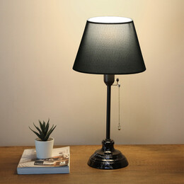 Φωτιστικό Επιτραπέζιο Vienna Megapap e27 Υφασμάτινο - Μεταλλικό Χρώμα Μαύρο Φ22x45εκ.